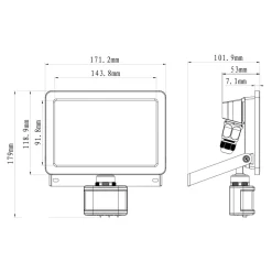 Projecteur LED extérieur détecteur de mouvement noir IP65 3600lm 30W GoodHome, Lucan