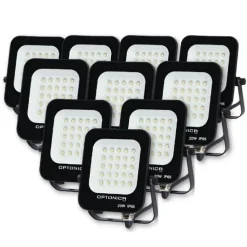 Projecteur LED Extérieur SMD 20W IP65 Noir (Pack de 10) - Blanc Froid 6000K - 8000K - SILAMP