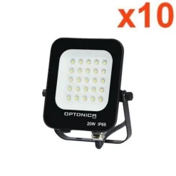 Projecteur LED Extérieur SMD 20W IP65 Noir (Pack de 10) - Blanc Chaud 2300K - 3500K - SILAMP