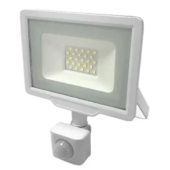 Projecteur LED Extérieur 20W IP65 BLANC avec Détecteur de Mouvement Crépusculaire - Blanc Chaud 2300K - 3500K - SILAMP