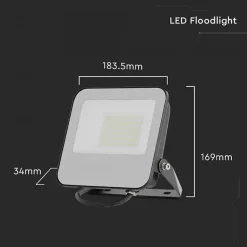 Projecteur LED Gris 50W 185lm/W - Blanc Froid 6000K - 8000K - SILAMP