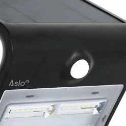 Projecteur Led Mural Batterie lithium 2 Ah - 3.7 V Solaire NOIR Détecteur de mouvements 3.2W 400 Lm ASLO