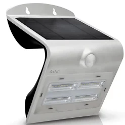 Projecteur Led Mural Solaire 3.7V 2Ah GRIS 14 x 10.9 x 21.2 cm Détecteur de mouvements 3.2W 400 Lm ASLO