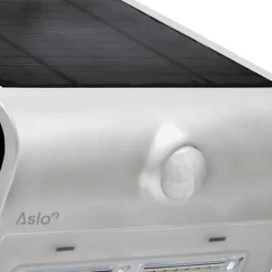 Projecteur Led Mural Solaire 3.7V 2Ah GRIS 14 x 10.9 x 21.2 cm Détecteur de mouvements 3.2W 400 Lm ASLO