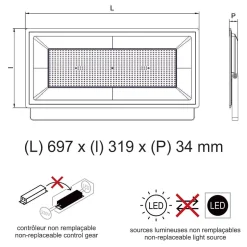 Projecteur LED pro haute puissance 500W 67500lm 135lm/W 4000K IP65 - câble 1M - garantie 5 ans