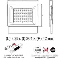 Projecteur LED pro haute puissance 150W 20250lm 135lm/W 4000K IP65 - câble 1M - garantie 5 ans