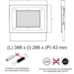 Projecteur LED pro haute puissance 200W 27000lm 135lm/W 4000K IP65 - câble 1M - garantie 5 ans