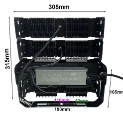 Projecteur LED Puissant Industriel 200W IP65 Noir - Blanc Froid 6000K - 8000K - SILAMP