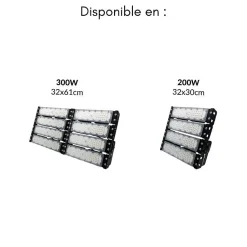 Projecteur LED Puissant Industriel 200W IP65 Noir - Blanc Froid 6000K - 8000K - SILAMP