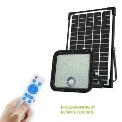 Projecteur LED solaire de 4800 lumens, avec détecteur de présence. Panneau solaire déporté