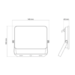 Projecteur LED 20W 4000K 1620 lm IP65 ZORAN sans cadre EDO