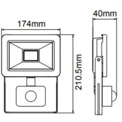 Projecteur LED 50W 4000Lm avec détecteur PIR IP65