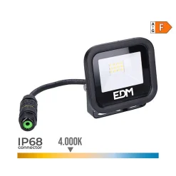 Projecteur LED 10W 800lm 4000K Lumière du Jour Noir - EDM Blackseries