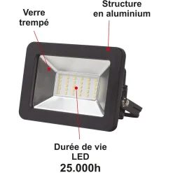 Projecteur LED 100W/IP65/2550lm/3000K connexion directe - sans câble- garantie 5 ans
