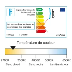 Projecteur LED 100W/IP65/2550lm/3000K connexion directe - sans câble- garantie 5 ans