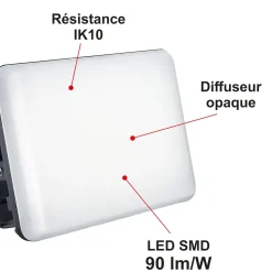 Projecteur LED 30W/IP65/2550lm/4000K connexion direct - sans câble - garantie 5 ans