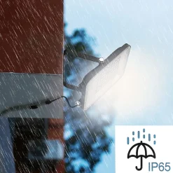 Projecteur mural gris LED IP65, 5000 lumens, conso 50W (éq 200W), Blanc chaud