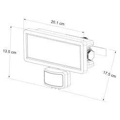 Projecteur mural LED extérieur noir 20 W 2250 lm détecteur de mouvement IP65, GoodHome Davern