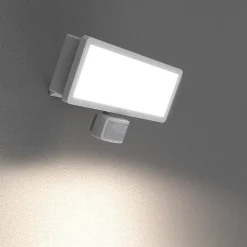 Projecteur mural LED extérieur blanc 50 W 6250 lm avec détecteur PIR IP65, GoodHome Davern