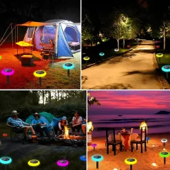 Projecteur RGB LED solaire à piquer pour jardin, lumières de jardin wifi + bluetooth IP67 étanche