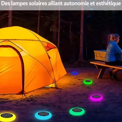Projecteur RGB LED solaire à piquer pour jardin, lumières de jardin wifi + bluetooth IP67 étanche