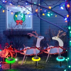 Projecteur RGB LED solaire à piquer pour jardin, lumières de jardin wifi + bluetooth IP67 étanche