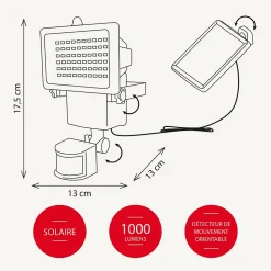 Projecteur solaire à détection de mouvements - 1000 lumens - Chromex