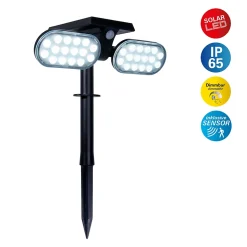 Projecteur solaire à LED 'Paco' pour l'extérieur avec LED fixe, piquet de terre solaire en plastique noir, hauteur 31,9 cm