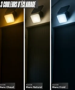 Projecteur Solaire avec Détecteur de Mouvement - 1000 Lumens - 3 Modes d'Éclairage 3000K-4000K-6000K - Groupe DDC