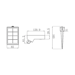 Projecteur solaire de jardin à LED IP65 500 lm avec piquet et capteur crépusculaire - 3000K