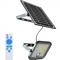 Projecteur Solaire LED Déporté 10W Détecteur de Mouvement Télécommande et Éclairage Extérieur Intelligent