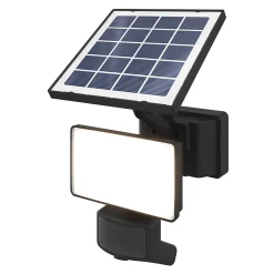 Projecteur solaire LED intégré à détection Davern 800lm IP65 noir GoodHome