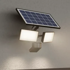 Projecteur solaire LED intégré à détection Davern 2x800lm IP65 noir GoodHome