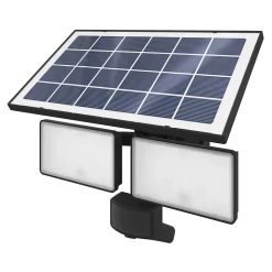 Projecteur solaire LED intégré à détection Davern 2x800lm IP65 noir GoodHome