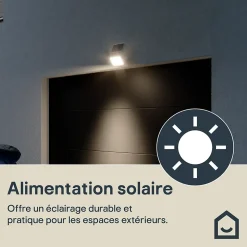Projecteur solaire LED intégré à détection Shomali 1000lm 9W IP44 blanc GoodHome