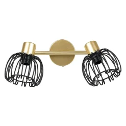 Rampe de spot orientable 2 abat-jour métal doré et noir
