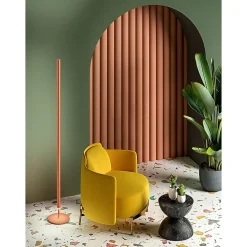 Ray - Lampadaire LED 25W à intensité variable, 3 000 K, 2 000 lm, H 160 cm, interrupteur à pied - Perenz - Orange