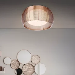 RELAX Plafonnier 2L bronze/chrome E27 30W métal/verre ampoule non incluse