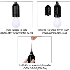 RETRO : Lampe à filament LED avec interrupteur à cordon - Lumière chaude