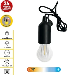 RETRO : Lampe à filament LED avec interrupteur à cordon - Lumière chaude