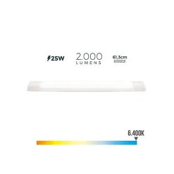 Réglette électronique Led 25w 6400k Lumière Froide 2000lm 12x61x3,1cm Edm