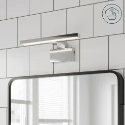 Réglette LED 3 en 1 mur miroir meuble argent IP44 900lm L.30xl.13,6xP.30cm GoodHome Craven