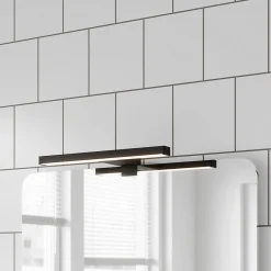 Réglette LED 3 en 1 mur miroir meuble noir L.30 cm IP44 900lm GoodHome Craven