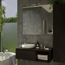 Réglette LED 3 en 1 mur miroir meuble noir L.30 cm IP44 900lm GoodHome Craven