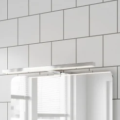 Réglette LED 3 en 1 mur miroir meuble argent IP44 1350lm L.50xl.13,6xP.50cm GoodHome Craven