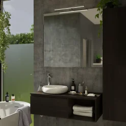 Réglette LED 3 en 1 mur miroir meuble argent IP44 1350lm L.50xl.13,6xP.50cm GoodHome Craven