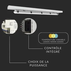Réglette LED 120cm Étanche IP65 CCT - Puissance Ajustable 22/28/34/40W - 3000K/4000K/6500K - SILAMP