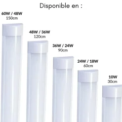 Réglette LED 150cm 48W (Pack de 4) - Blanc Chaud 2300K - 3500K - SILAMP