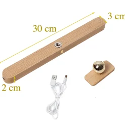 Réglette LED en Hêtre Rechargeable FISHTEC Éclairage Tactile et Nomade