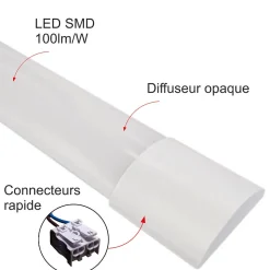 Réglette LED intégrée 120cm 36W 3600lm - 4000K blanc neutre - garantie 2 ans